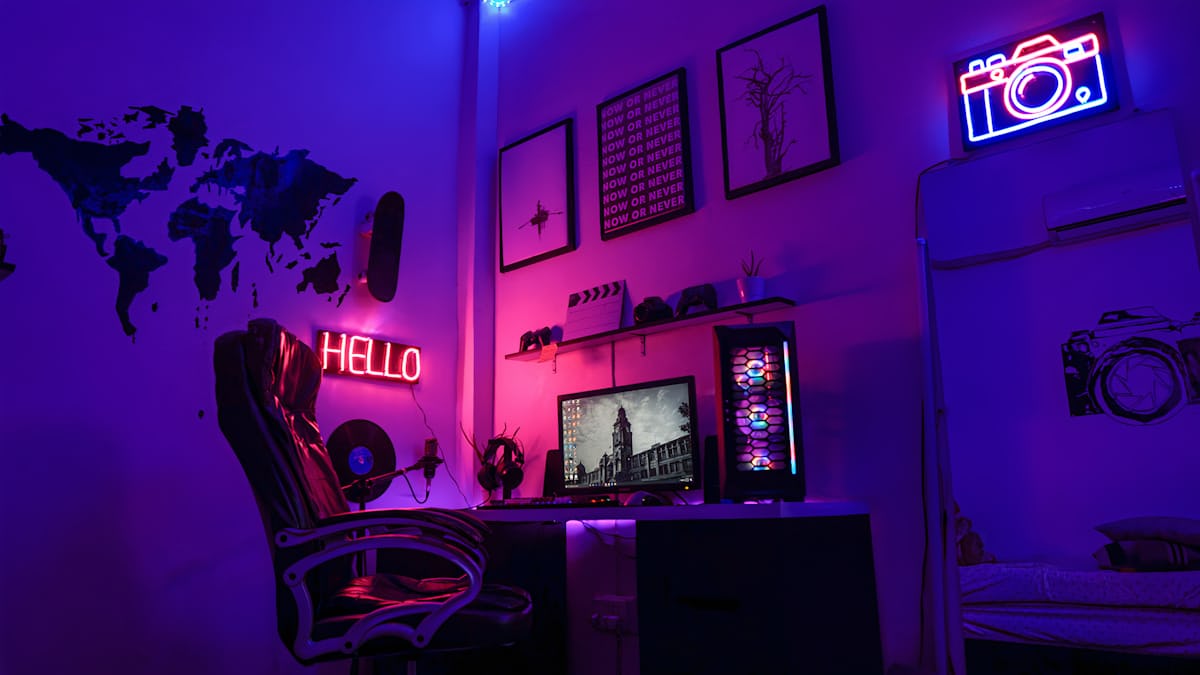 Curved gaming monitor displaying a racing title