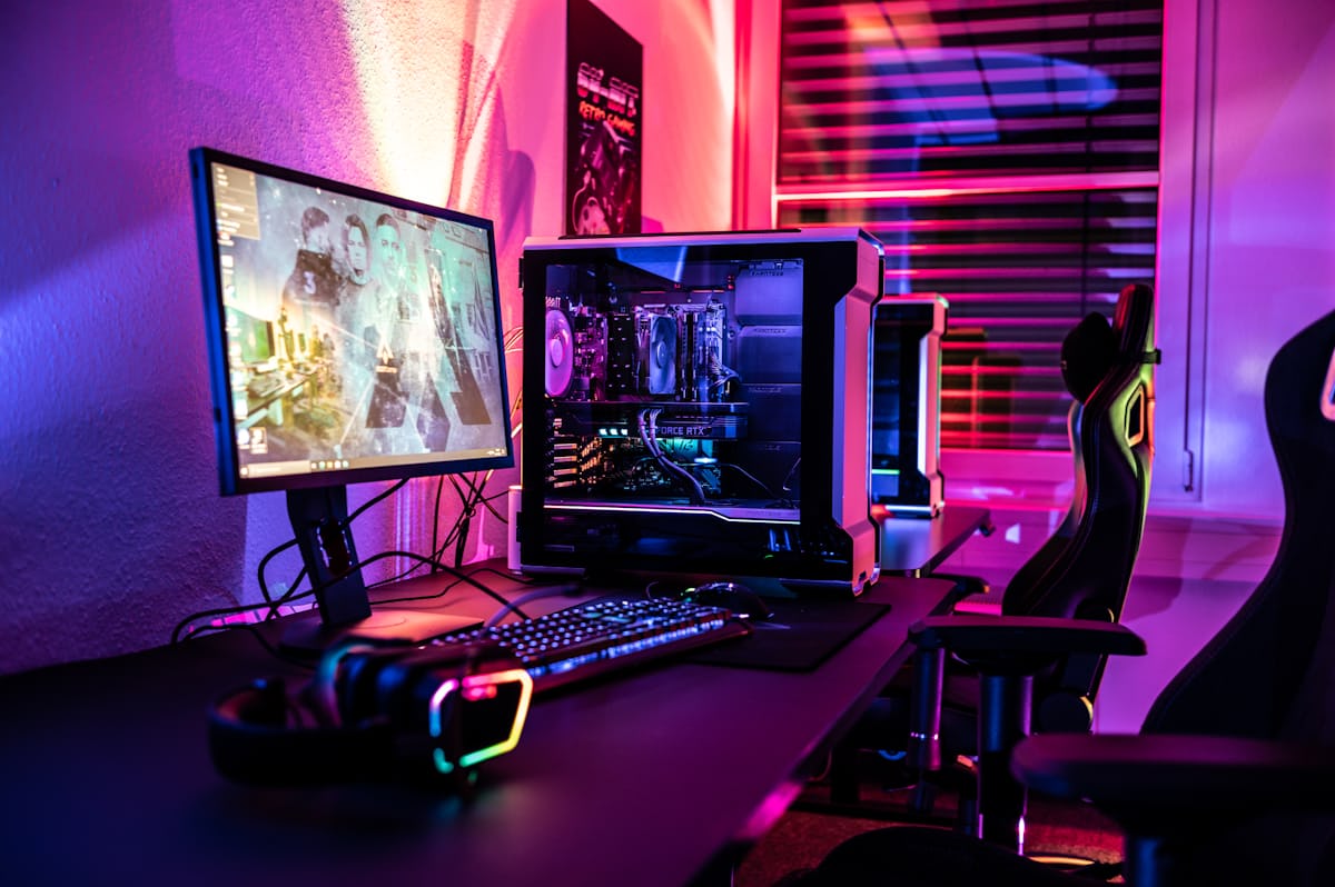 RGB gaming mouse on a desk mat